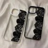 Luxury Black Lace Phone Case for iPhone 17 16 Pro 15 14 Plus 13 12 11 Pro Max Air 16E X XR XS 7 8 Plus SE 2022 Shockproof Cover